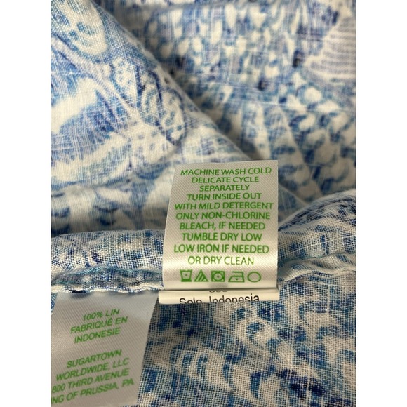 Lilly‎ Pulitzer Jayden Linen Dress Large Amafi Blue by the Seashore Resort Beach - Picture 11 of 11